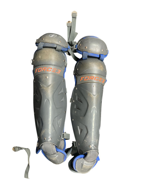 Vist Large View of Product Image Which is Used FORCE 3 SHIN GUARDS Catchers Leg Guards Grey Adult