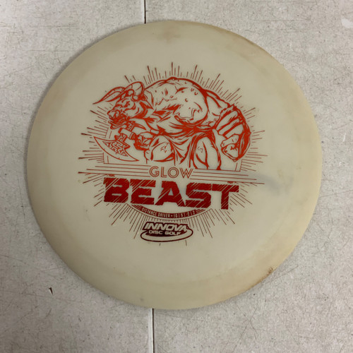 Vist Large View of Product Image Which is Used Innova DX GLOW BEAST Disc Golf Driver White 171g