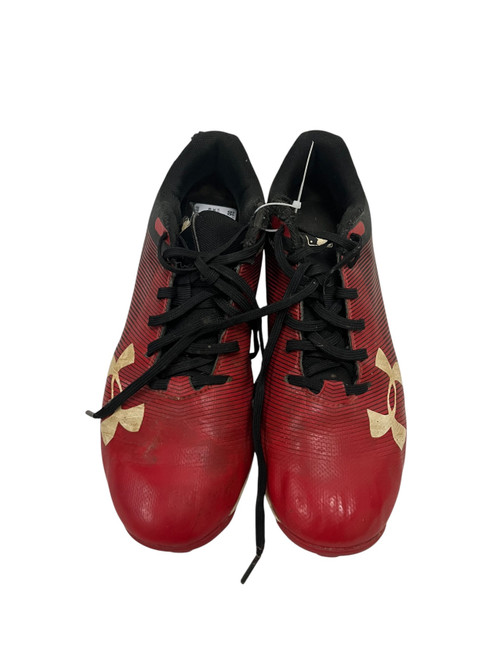 Vist Large View of Product Image Which is Used Under Armour RED AND BLACK BB/SB Cleats Red Senior 5.5