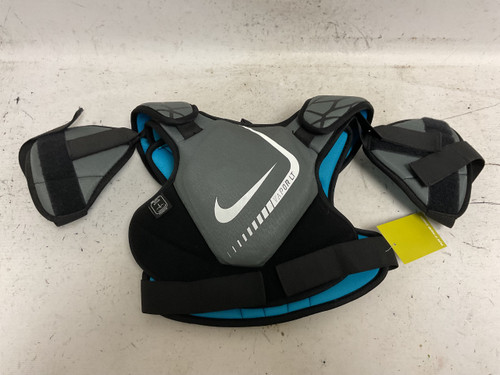 Vist Large View of Product Image Which is Used Nike VAPOR LT Lacrosse Shoulder Pads Grey And Royal Blue MD