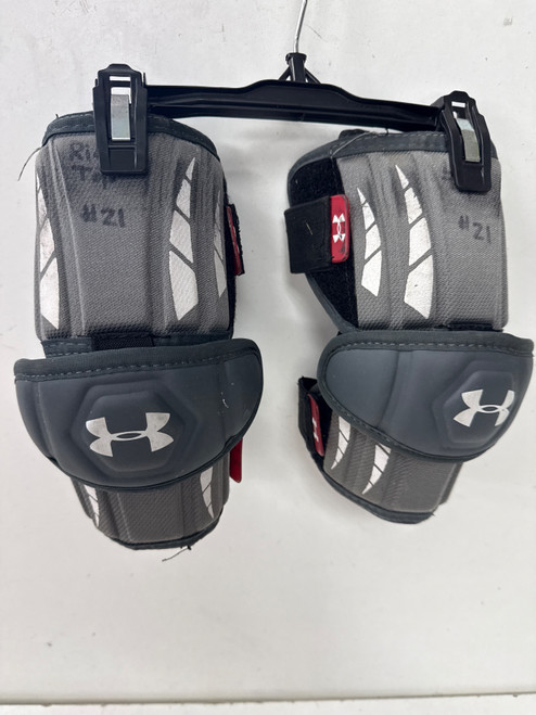 Vist Large View of Product Image Which is Used Under Armour HEAT GEAR Lacrosse Arm Pads/Guards Grey SM