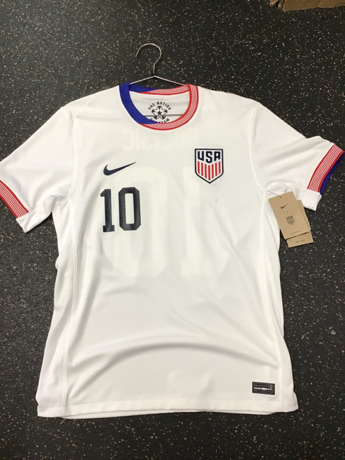 Vist Large View of Product Image Which is NEW Nike USA PULISIC JERSEY Soccer Top Adt White/Red/Navy MD