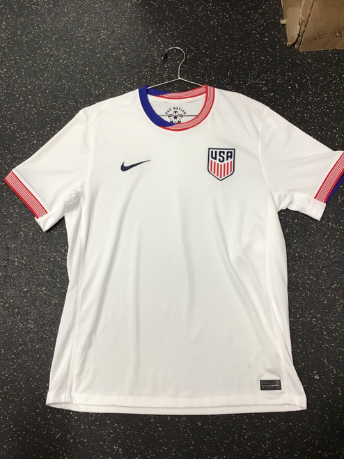 Vist Large View of Product Image Which is NEW Nike USA JERSEY Soccer Top Adt White/Red/Navy LG