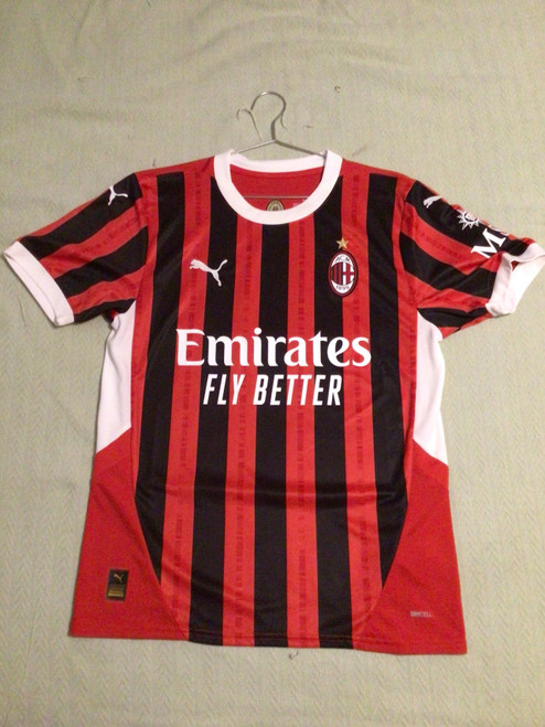 Vist Large View of Product Image Which is NEW Puma AC MILAN PULISIC JERSEY Soccer Top Adt Red And Black MD