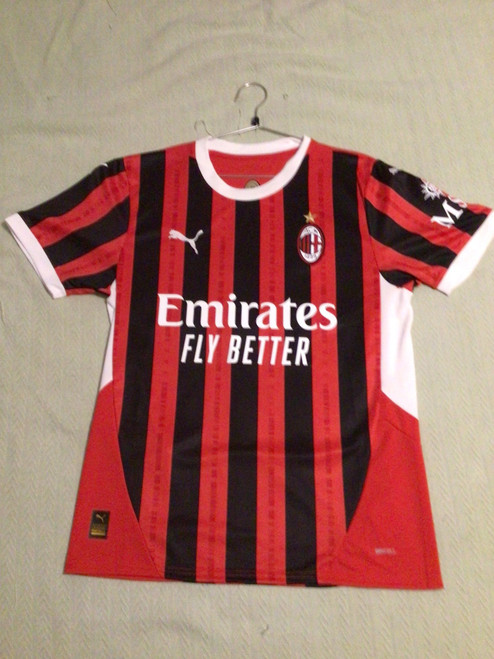 Vist Large View of Product Image Which is NEW Puma AC MILAN PULISIC JERSEY Soccer Top Adt Red And Black MD