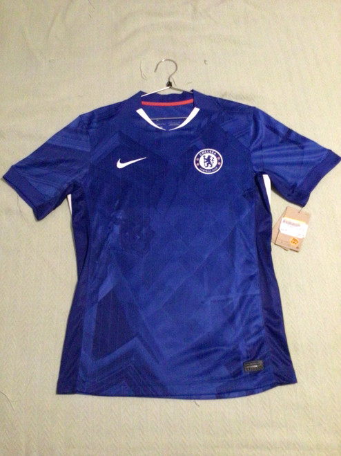 Vist Large View of Product Image Which is NEW Nike CHELSEA FC JERSEY Soccer Top Adt Royal Blue And White SM