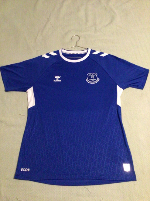 Vist Large View of Product Image Which is NEW HUMMEL EVERTON JERSEY Soccer Top Adt Royal Blue And White XL