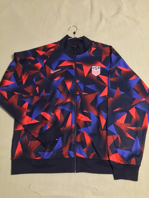 Vist Large View of Product Image Which is NEW Nike USA ZIP-UP Soccer Top Adt Royal Blue And Red XL