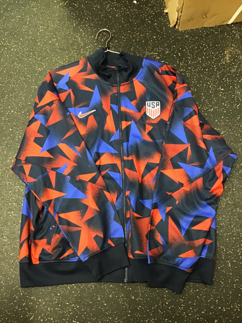 Vist Large View of Product Image Which is NEW Nike USA ZIP-UP Soccer Top Adt Royal Blue And Red XL