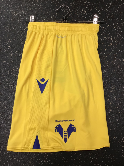 Vist Large View of Product Image Which is NEW MACRON HELLAS VERONA SHORTS Soccer Shorts Adt Yellow MD