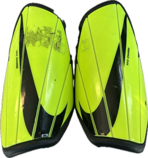Vist Large View of Product Image Which is Used Nike AS IS Soccer Shin Guards Junior Neon Green Senior