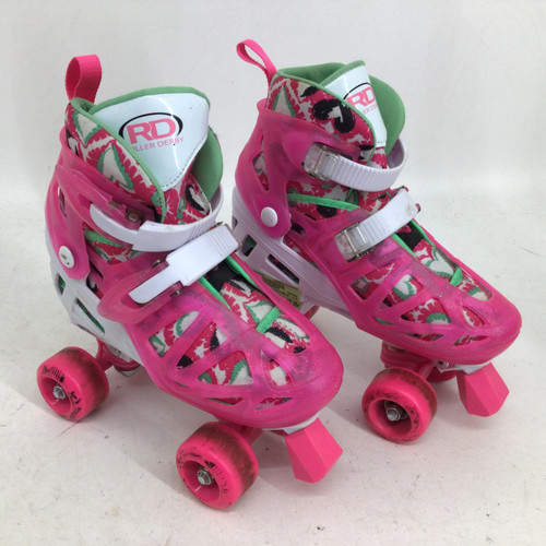Vist Large View of Product Image Which is Used RollerDerby ADJUSTABLE 3-6 JR QUAD SKATES Junior Roller Quad Skates Pink Adjustable