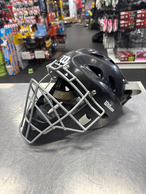 Vist Large View of Product Image Which is Used Wilson C1K Catchers Helmet w/Mask Black One Size