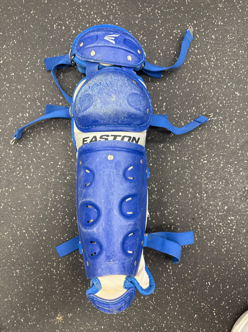 Vist Large View of Product Image Which is Used Easton BLACK MAGIC Catchers Leg Guards Royal Blue Junior
