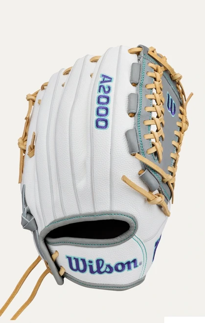 Vist Large View of Product Image Which is New 2027 A2000 12IN RHT SOFTBALL GLOVE WHITE/GREY/TAN