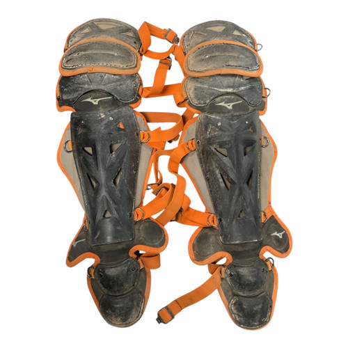 Vist Large View of Product Image Which is Used Mizuno SAMURAI Catchers Leg Guards Black Youth