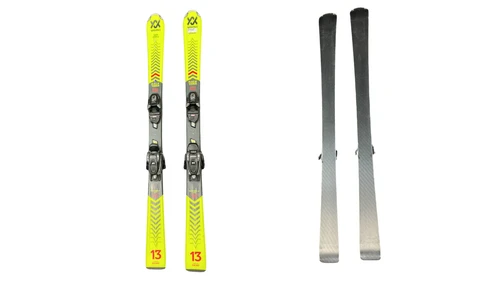 Vist Large View of Product Image Which is Used Volkl RACE TIGER JR 140 Boys DH Ski/Binding Yellow 140 cm