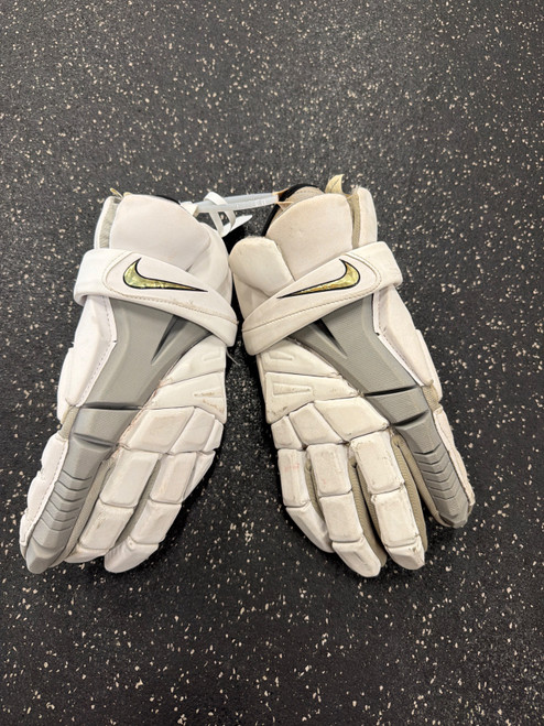 Vist Large View of Product Image Which is Used Nike VAPOR ELITE Lacrosse Gloves Mens White 14"