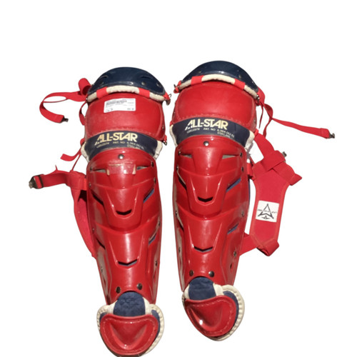 Vist Large View of Product Image Which is Used All-Star LG12S7X Catchers Leg Guards Red Junior