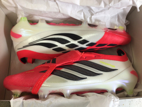 Vist Large View of Product Image Which is Used Adidas PREDATOR ELITE FT Soccer Cleats White/Black/Red Senior 9.5