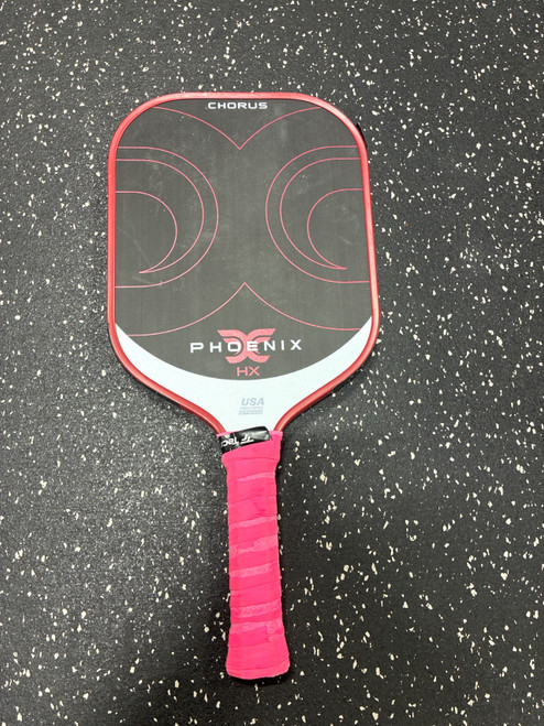 Vist Large View of Product Image Which is Used CHORUS PHOENIX HX Pickleball Racquet Red