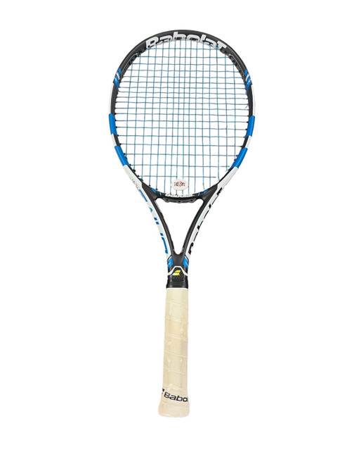 Vist Large View of Product Image Which is Used Babolat PURE DRIVE TEAM Adult Tennis Racquet Royal Blue 4 1/2"