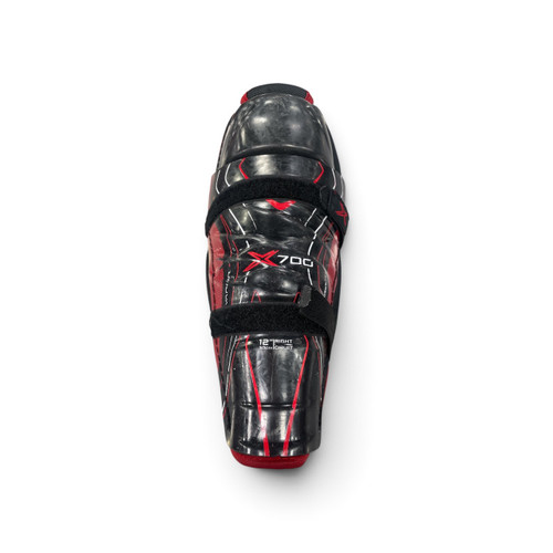Vist Large View of Product Image Which is Used Bauer VAPOR X700 Junior Shin Guards Black 12"