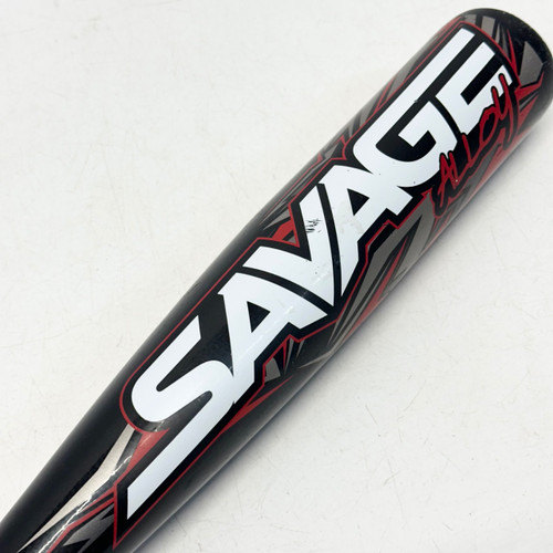 Vist Large View of Product Image Which is Used Rawlings SAVAGE ALLOY TB3SAV BB/SB T-Ball Bat Black And Red 25"