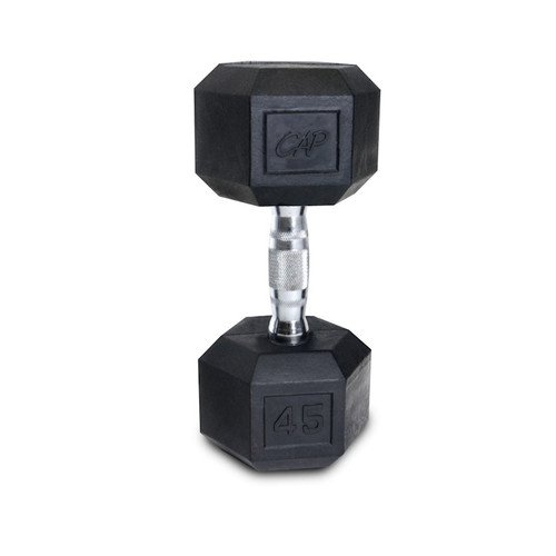 Vist Large View of Product Image Which is New RUBBER COATED HEX DUMBBELL 45LB SDR045