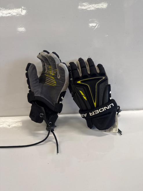 Vist Large View of Product Image Which is Used Under Armour LAX GLOVE Lacrosse Gloves Junior Black XS