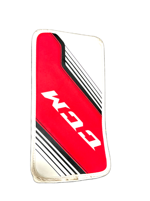 Vist Large View of Product Image Which is Used CCM Y FLEX II Youth Goalie Blocker Red And White