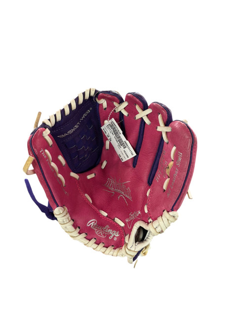 Vist Large View of Product Image Which is Used Rawlings HIGHLIGHT BB/SB Glove RH Throw Purple 10"