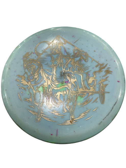 Vist Large View of Product Image Which is Used Infinite Discs EGYPTIAN HORSES CHARIOT Disc Golf Mid Range Turquoise