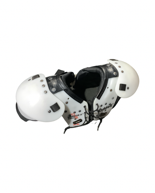 Vist Large View of Product Image Which is Used Riddell WARRIOR FB Shoulder Pads White SM