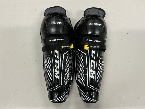 Vist Large View of Product Image Which is Used CCM TACKS VECTOR Junior Shin Guards Black 12"