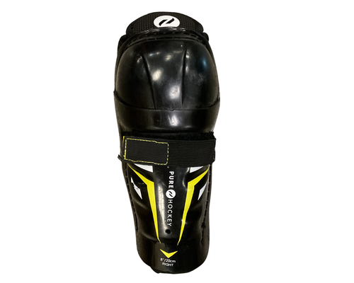 Vist Large View of Product Image Which is Used Pure Hockey Youth Shin Guards Black 8"