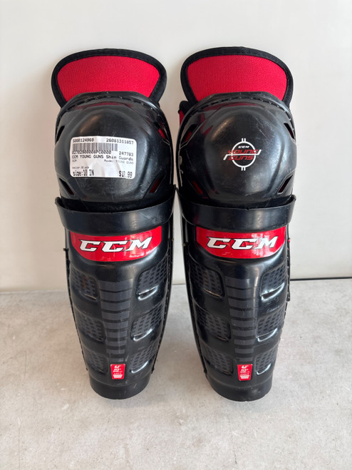 Vist Large View of Product Image Which is Used CCM YOUNG GUNS Junior Shin Guards Black 10"