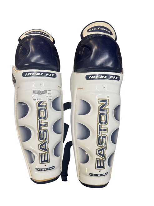 Vist Large View of Product Image Which is Used Easton OCTANE Senior Shin Guards White 14"