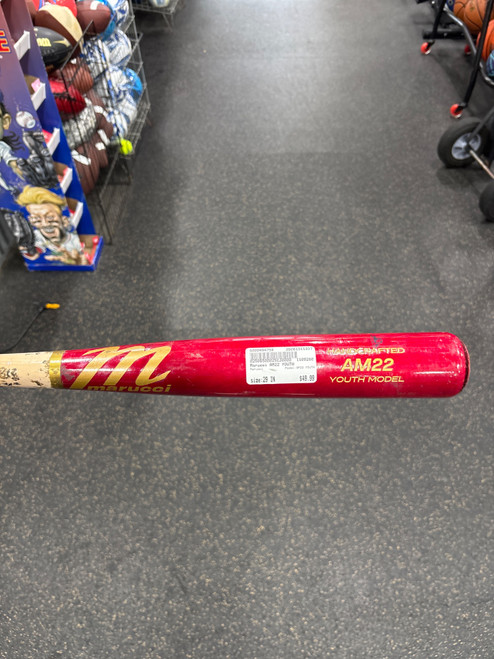 Vist Large View of Product Image Which is Used Marucci AM22 YOUTH BB/SB Wood Bat 29"
