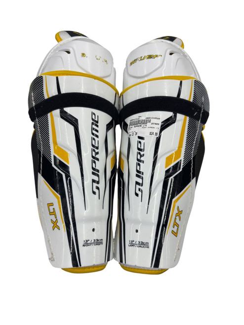 Vist Large View of Product Image Which is Used Bauer SUPREME LTX Intermediate Shin Guards White 13"
