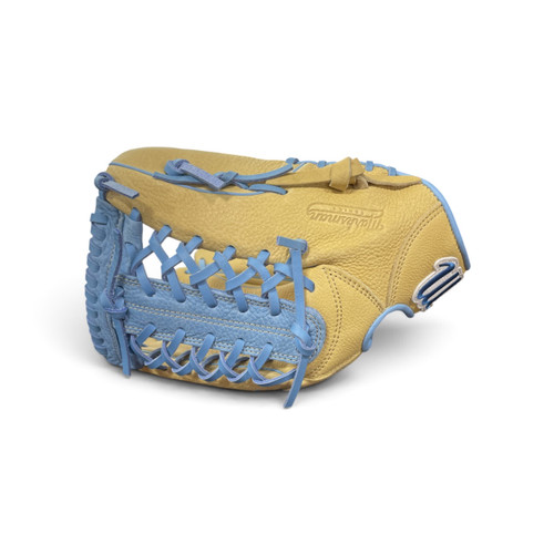 Vist Large View of Product Image Which is Used Marucci MRJ12OONCB BB/SB Glove RH Throw Gold 12"