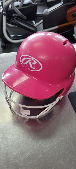 Vist Large View of Product Image Which is Used Rawlings 6 1/4 - 6 7/8 WITH MASK Batting Helmet w/Mask Pink One Size