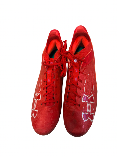 Vist Large View of Product Image Which is Used Under Armour Blur 2 MC Suede 'Red Beta' 3027978-600 Mens Football Cleats Size 13