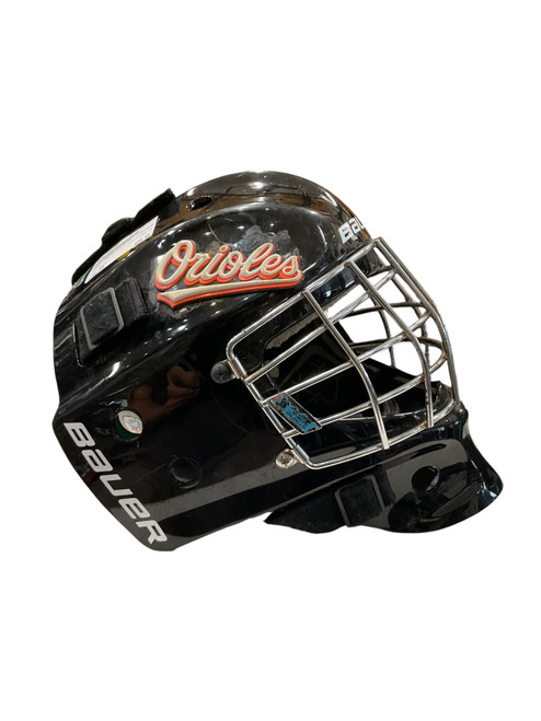 Vist Large View of Product Image Which is Used Bauer NME4 YT Youth Goalie Helmet/Mask Black SM