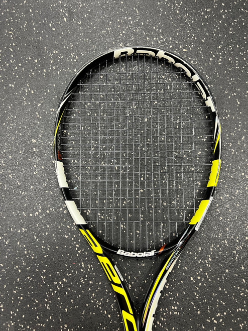 Vist Large View of Product Image Which is Used Babolat AEROPRO DRIVE 2013 Adult Tennis Racquet Black 4 3/8"