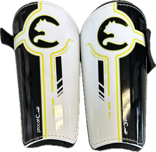 Vist Large View of Product Image Which is Used Puma PROCAT Soccer Shin Guards Adult White LG