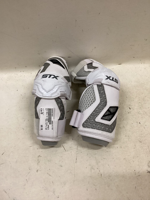Vist Large View of Product Image Which is Used STX CELL VI 360+ Lacrosse Arm Pads/Guards White MD