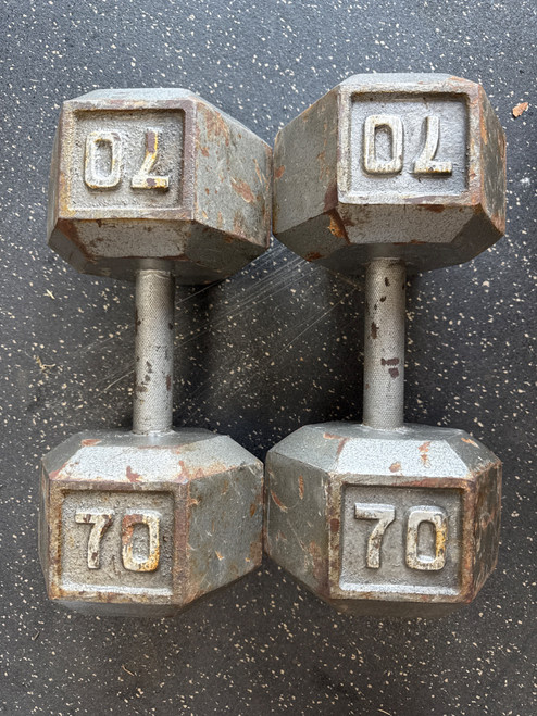Vist Large View of Product Image Which is Used Hex Dumbbell Pair 70 lb