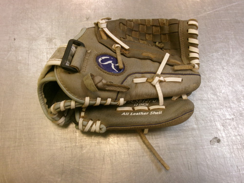 Vist Large View of Product Image Which is Used Rawlings SURE CATCH RH Throw Fastpitch Gloves Grey 12"