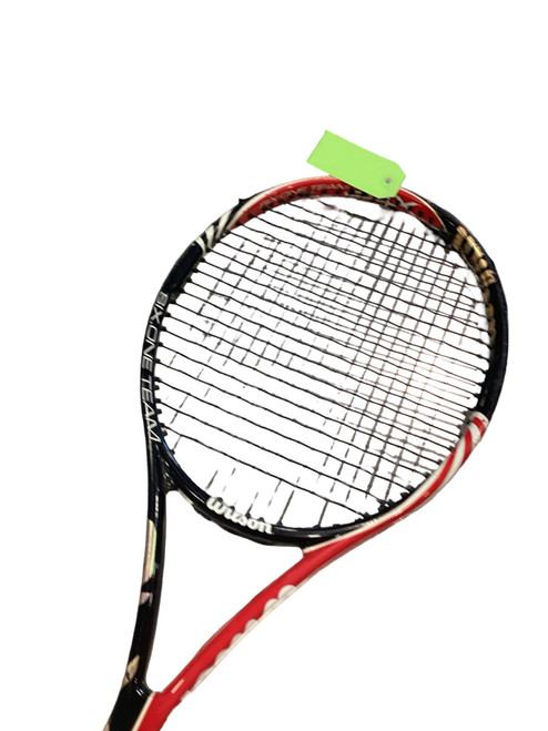 Vist Large View of Product Image Which is Used Wilson SIX ONE TEAM BLK Adult Tennis Racquet Black 4 3/8"